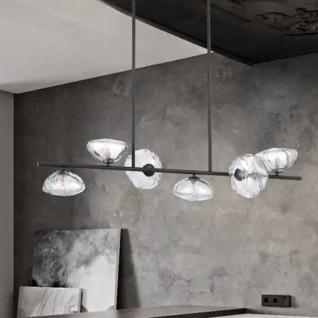 Pendant lamp ZECCA 6 LTS L1500 GLASS D200 BLACK SMOKE