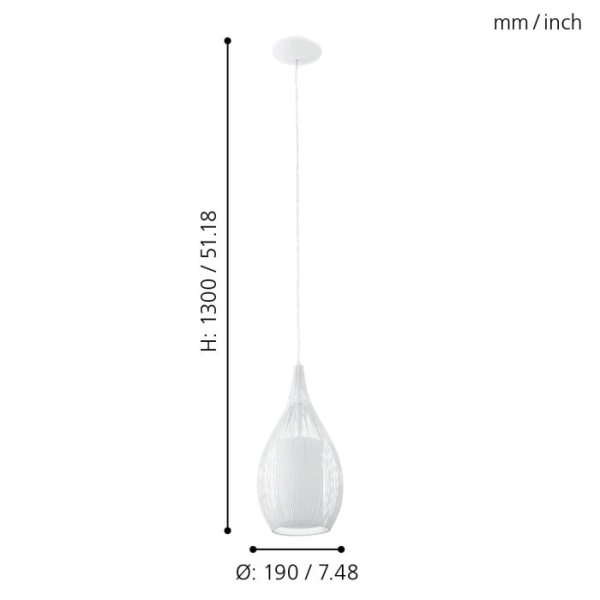 Pendant lamp RAZONI WHT
