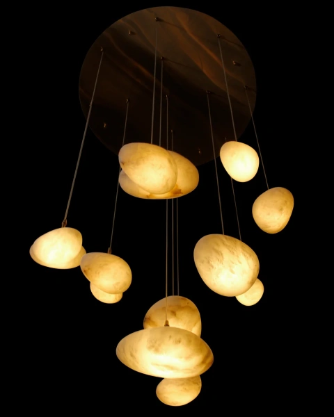 Pendant lamp Miraflores Alabaster Spanish Marble P13 LED 80W CCT Dim BRS