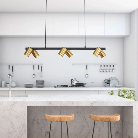 Pendant lamp BRIDGE 6 GU10 BLACK-SATIN BRASS