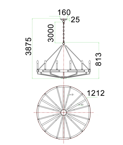 Pendant lamp FUNALE Candelabra L12 Oak Wood and Brass Pendant lamp FUNALE Candelabra L12 Oak Wood and Brass