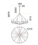 Pendant lamp FUNALE Candelabra L12 Oak Wood and Brass