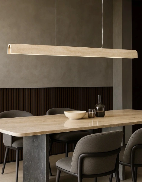Pendant lamp Arc Travertine L150 BRS
