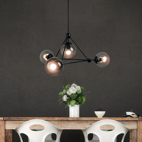 Pendant lamp LUNAR 4 SMOKE - MATT BLACK