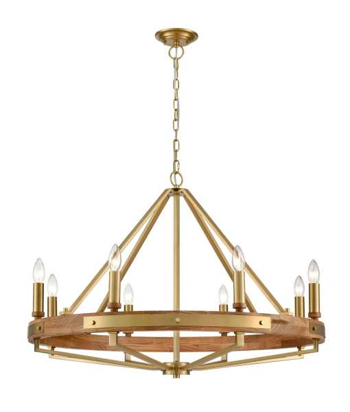 Pendant lamp FUNALE Candelabra L8 Oak Wood and Brass Pendant lamp FUNALE Candelabra L8 Oak Wood and Brass