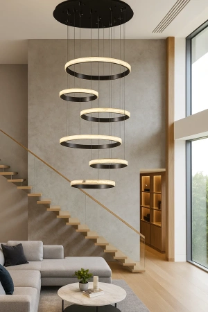 Pendant lamp Sky Rings Alabaster Spanish Marble LED 260W BL