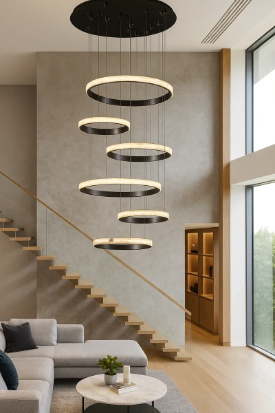 Pendant lamp Sky Rings Alabaster Spanish Marble LED 260W BL