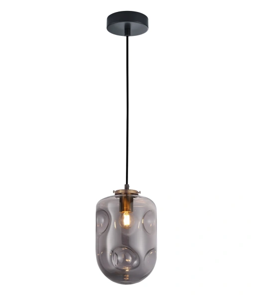Pendant lamp FOSSETTE Dimpled Smokey Oblong Glass