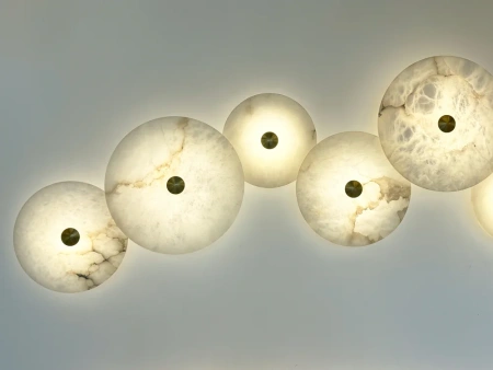 Wall light Zarra Alabaster Spanish Marble D25cm 3CCT BRS