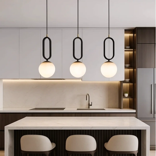 Pendant lamp Mores D15 Alabaster Spanish Marble G9 BLK