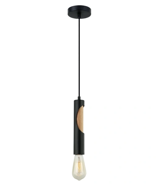 Pendant lamp IDA1 Blonde Wood Tube BLK