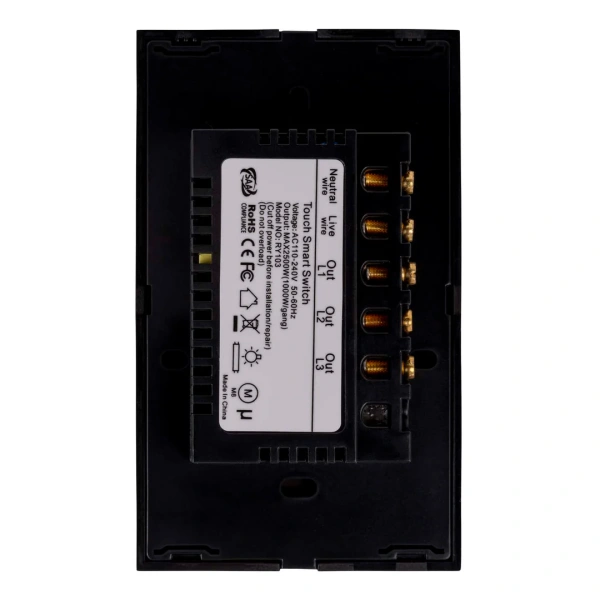Wall Switch 3 Gang Black HV9210-3 Wifi