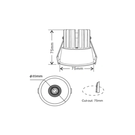 Recessed Downlight Infinite 211 COB LED 10W 3CCT BLK