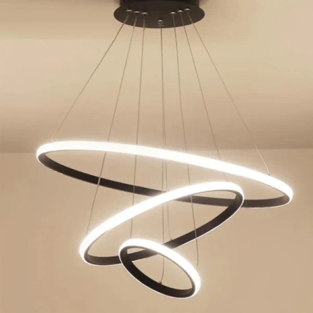 Pendant lamp Crown 3 Ring Black 3K