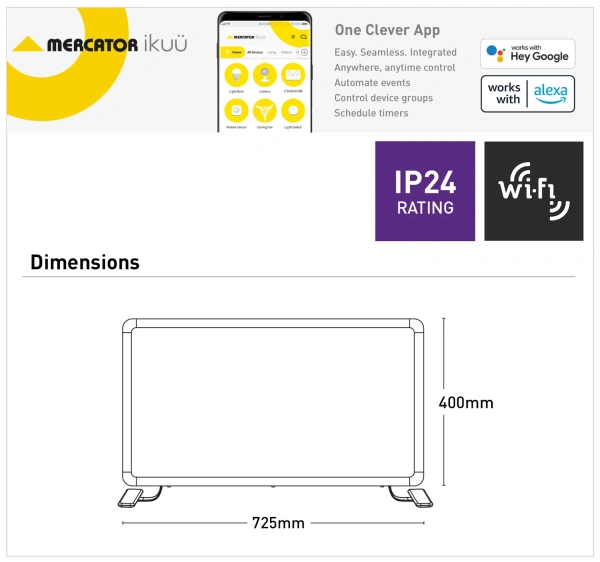 Smart WIFI Panel Heater Ikuü 1100W