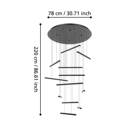 Pendant lamp LINDOZA LED 100W 3K BLK