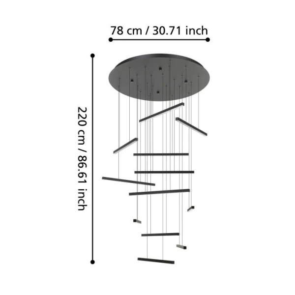 Pendant lamp LINDOZA LED 100W 3K BLK