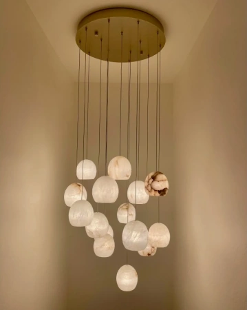 Pendant lamp Villaspesa 12 Alabaster Spanish Marble G9 BRS