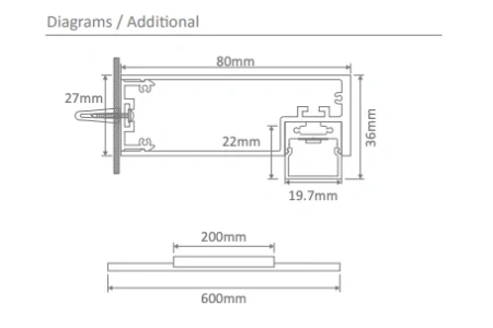 Wall light Shadowline 3K LED 6W 60cm ALU