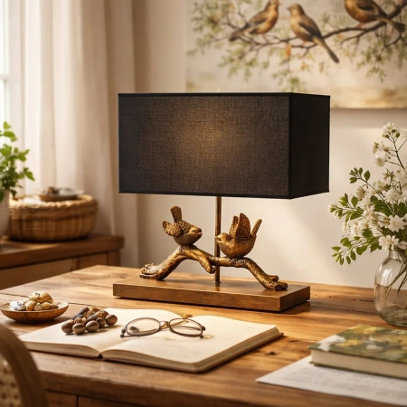 Table lamp Birds on Branch LED Gold