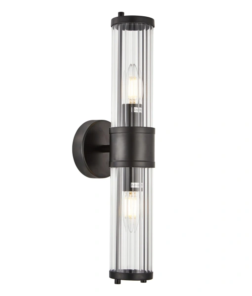 Wall light TIEMPO4 Up-Down Tubular Clear Glass Black 10W