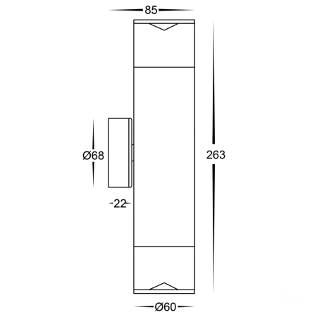 Wall light Highlite BLK 3CCT Up-Down HV1089T-BLK-240V IP65