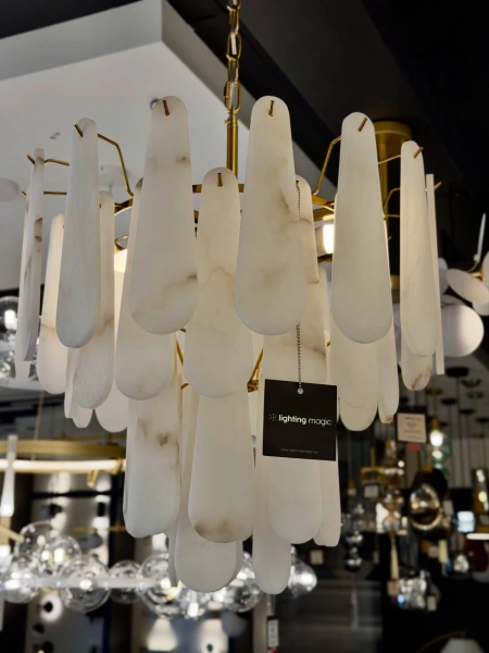 Pendant lamp Buena P8 Alabaster Spanish Marble BRS