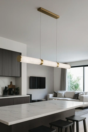 Pendant lamp Aragon Linear Alabaster Spanish Marble L150 LED 40W CCT Dim BRS with remote