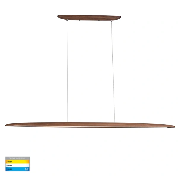 Pendant lamp Noce Walnut Timber L180 LED 28W 3CCT Dim