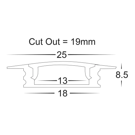 Recessed aluminium Profile HV9695-2507-BLK 3m
