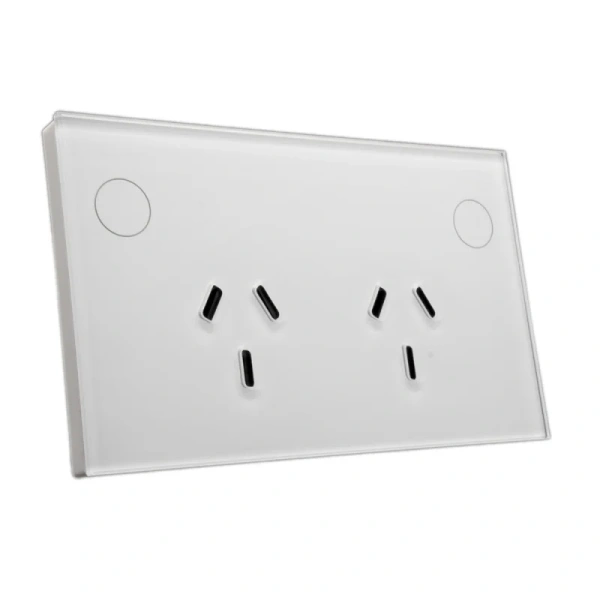 Double Powerpoint Zigbee Wifi Scalloped WHT