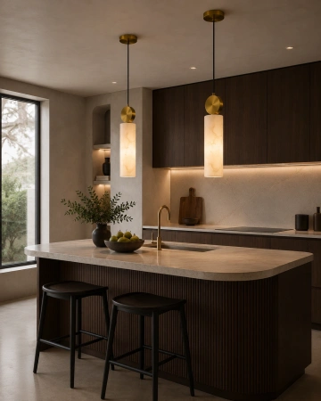 Pendant lamp Etruscan 2 Alabaster Spanish Marble L45 BRS