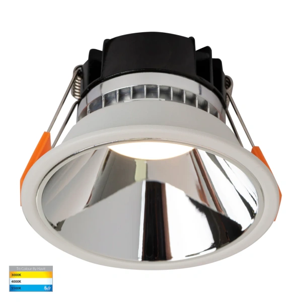 Recessed downlight Gleam WHT with Chrome Insert 3CCT Fixed Deep LED 9W IP54 Recessed downlight Gleam WHT with Chrome Insert 3CCT Fixed Deep LED 9W IP54
