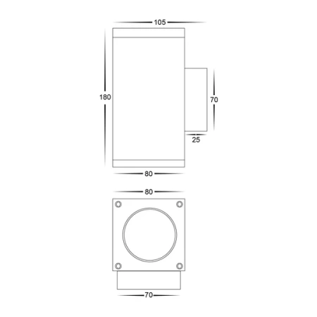 Wall light Quadru Up-Down GU10 3CCT HV3624T-BLK IP54