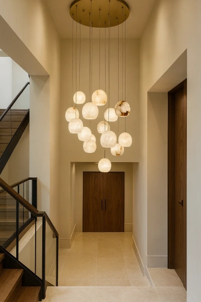 Pendant lamp Villaspesa 16 Alabaster Spanish Marble G9 BRS