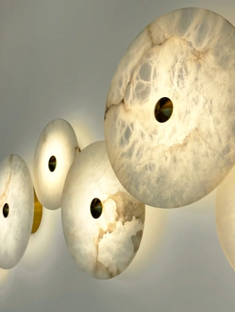 Wall light Zarra Alabaster Spanish Marble D25cm 3CCT BRS