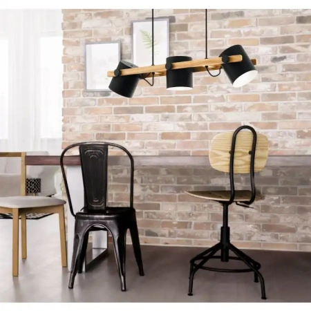 Pendant lamp HORNWOOD 3X60W E27 BLK-LIGHT WOOD