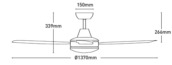 Ceiling fan Nemoi 3B DC D54 with LED 20W BL
