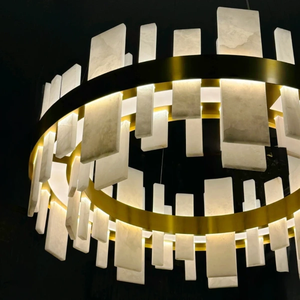 Pendant lamp Miragemas D80 Alabaster Spanish Marble LED 40W CCT Dim BRS