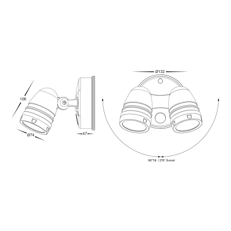 Wall light FOCUS LED 2x15W HV3793T-BLK