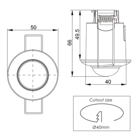 Recessed Indoor Hawk-360B Motion Sensor 360 BLK