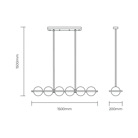 Pendant lamp Meridian 6 L150 LED BRS