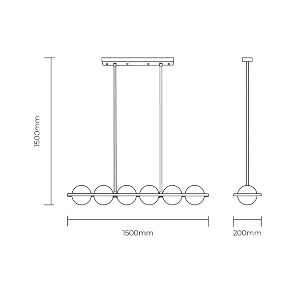 Pendant lamp Meridian 6 L150 LED BRS