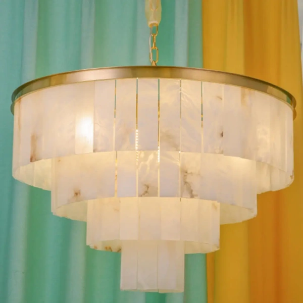 Pendant lamp Movera S16 Alabaster Spanish Marble D80 BRS