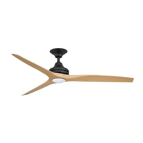Ceiling fan Spitfire AC D60 Black Base Natural Oak Blades 17w LED Light