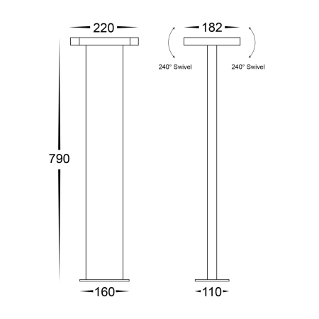 HV1635T-BLK-240V Locu Double Adjustable LED Bollard Light