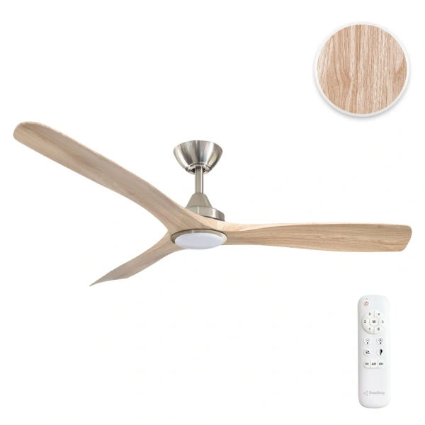 Ceiling fan Spitfire DC D52 Chrome Base Oak Blades 18w LED Light