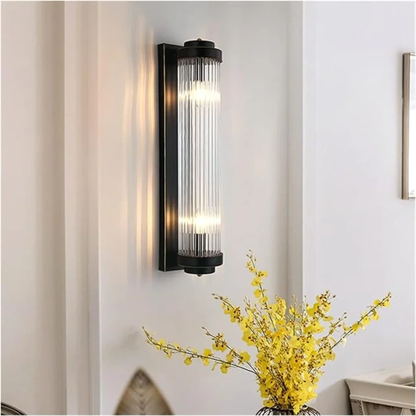 Wall light VARILLAS4 Up-Down Clear Glass Rod Black 10W