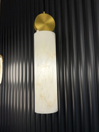Pendant lamp Etruscan 2 Alabaster Spanish Marble L45 BRS