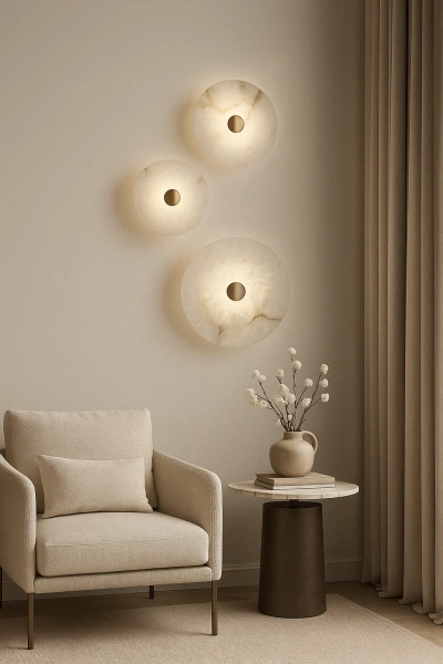 Wall light Zarra Alabaster Spanish Marble LED 7W 3CCT BRS